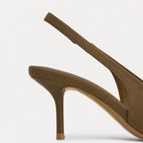 Highlight Taupe Faux Suede Stiletto Court Heels