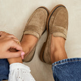 Hilton Beige Faux Suede Penny Loafer