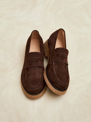 Hilton Brown Faux Suede Penny Loafer