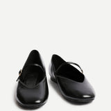 Hush Black Faux Leather Mary Jane Flats