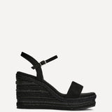 Icon Black Faux Suede Embellished Wedges
