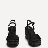 Icon Black Faux Suede Embellished Wedges