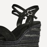 Icon Black Faux Suede Embellished Wedges