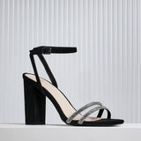 Imera Black Diamante Heeled Sandals