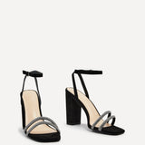 Imera Black Diamante Heeled Sandals