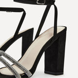 Imera Black Diamante Heeled Sandals