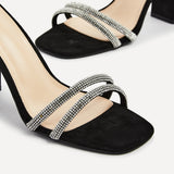 Imera Black Diamante Heeled Sandals