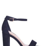 Nelly Navy Faux Suede Barely There Heels