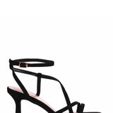 Ella Black Faux Suede Strappy Heels