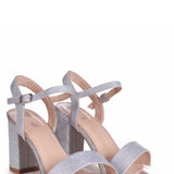Skyline Silver Glitter Heeled Sandals