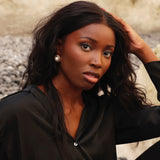 Afterglow Gold Pearl Twist Stud Earrings