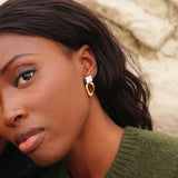 Starfall Gold Square Stud Oval Drop Earrings