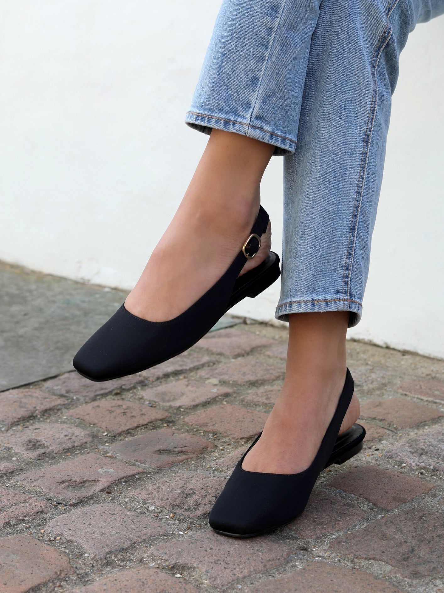 Square Toe Black Flats With Spikes Topshop Blakely Premium Leather