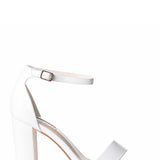 Nelly White Faux Leather Barely There Heels