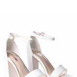 Nelly White Faux Leather Barely There Heels