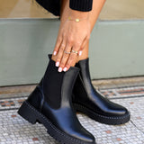 Andrea Black Faux Leather Chelsea Boots