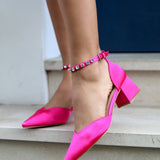Fearne Pink Satin Diamante Court Heel