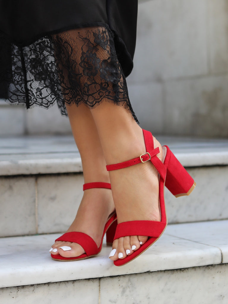 Buy Linzi Red Joelle Open Back Wedges With Crossover Ankle Strap and Toe  Strap from the Next UK online shop