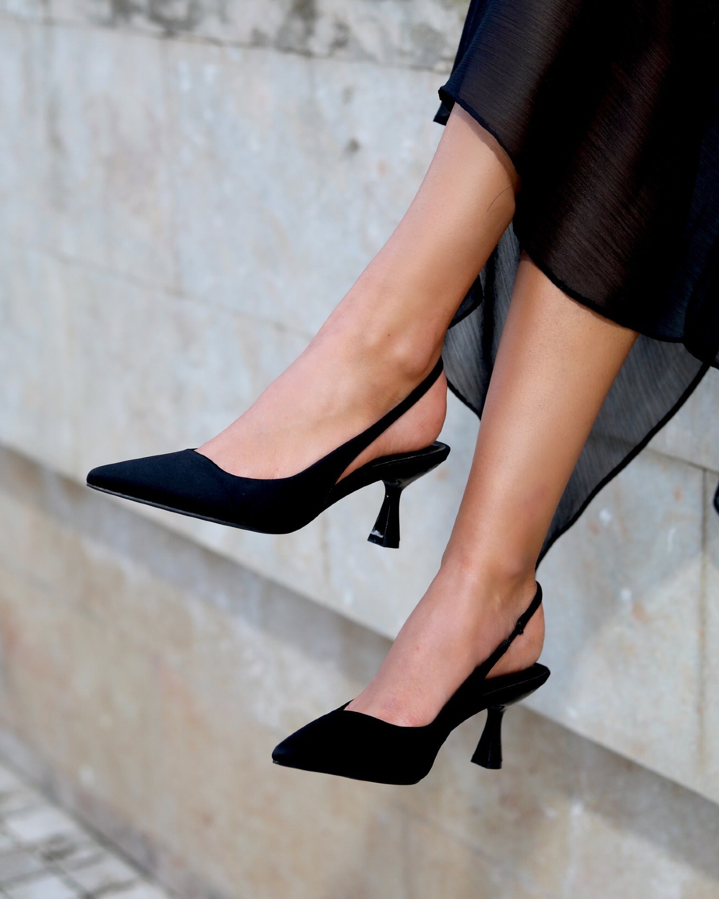 Embellished Satin Pointed Slingback Heels | Konga Online Shopping