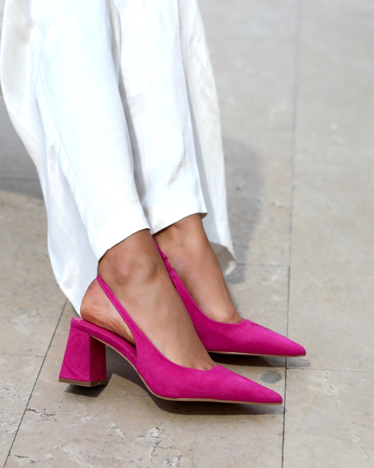 Cerise pink block heel shoes Clearance