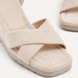 Imogen Beige Faux Suede Wedges