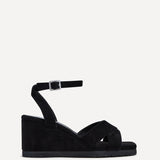 Imogen Black Faux Suede Wedges
