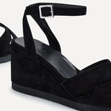 Imogen Black Faux Suede Wedges