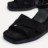 Imogen Black Faux Suede Wedges
