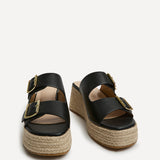 Impact Black Espadrille Wedge Mules