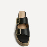 Impact Black Espadrille Wedge Mules
