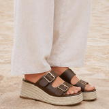 Impact Brown Espadrille Wedge Mules