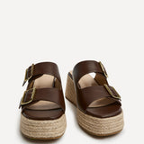 Impact Brown Espadrille Wedge Mules