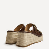 Impact Brown Espadrille Wedge Mules