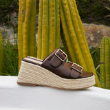 Impact Brown Espadrille Wedge Mules