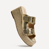 Impact Gold Espadrille Wedge Mules