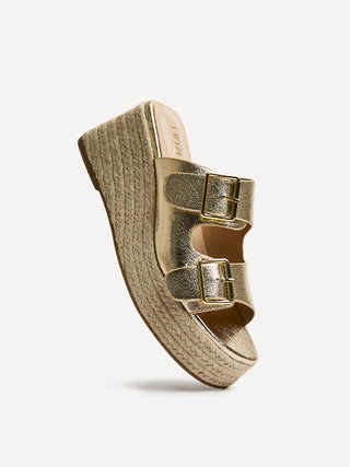 Impact Gold Espadrille Wedge Mules