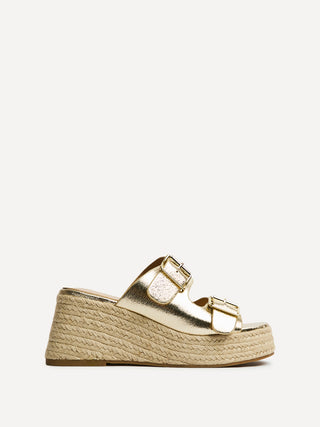 Impact Gold Espadrille Wedge Mules