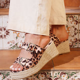 Impact Leopard Print Espadrille Wedge Mules