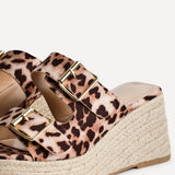 Impact Leopard Print Espadrille Wedge Mules