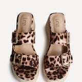 Impact Leopard Print Espadrille Wedge Mules