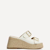 Impact White Espadrille Wedge Mules
