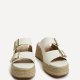 Impact White Espadrille Wedge Mules