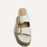 Impact White Espadrille Wedge Mules