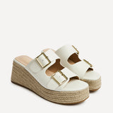 Impact White Espadrille Wedge Mules