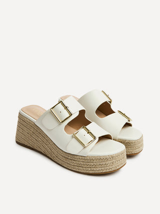 Impact White Espadrille Wedge Mules