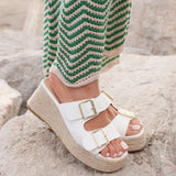 Impact White Espadrille Wedge Mules