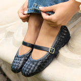 Index Black Handwoven Mary Jane Pumps