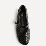 Index Black Handwoven Mary Jane Pumps