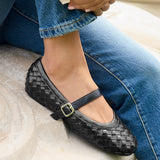 Index Black Handwoven Mary Jane Pumps