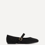 Index Black Faux Suede Handwoven Mary Jane Pumps